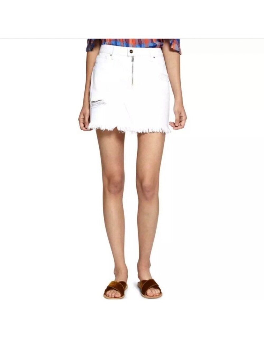 Sanctuary Women's White Distressed Denim Skirt Size 30